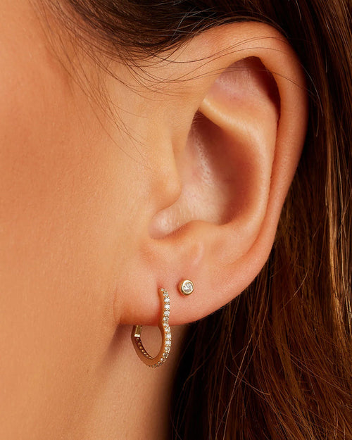 Classic Diamond Threaded Flatback Studs || option::14K Solid Gold