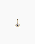 Diamond and Blue Sapphire Evil Eye Charm || option::14K Solid Gold