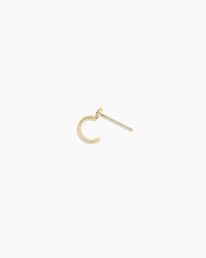 Diamond and Blue Sapphire Evil Eye Stud Single Huggie || option::14K Solid Gold