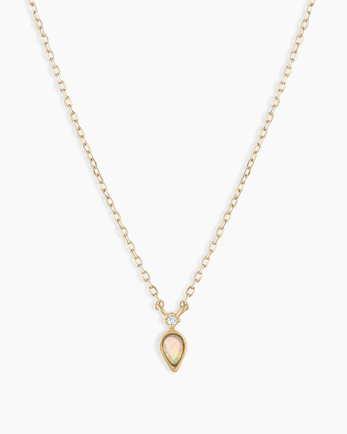 Diamond and Opal Necklace || option::14K Solid Gold