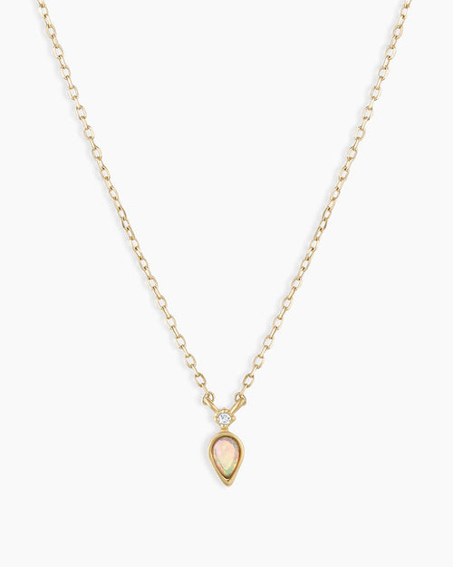 Diamond and Opal Necklace || option::14K Solid Gold