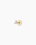 Diamond Bali Flat Back Stud || option::14K Solid Gold
