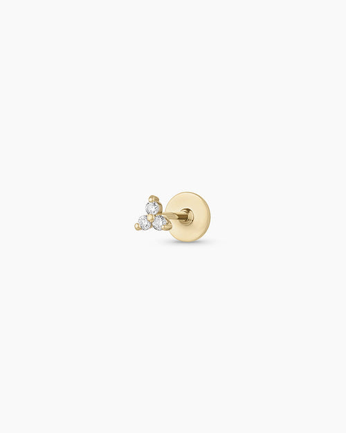 Diamond Bali Flat Back Stud || option::14K Solid Gold