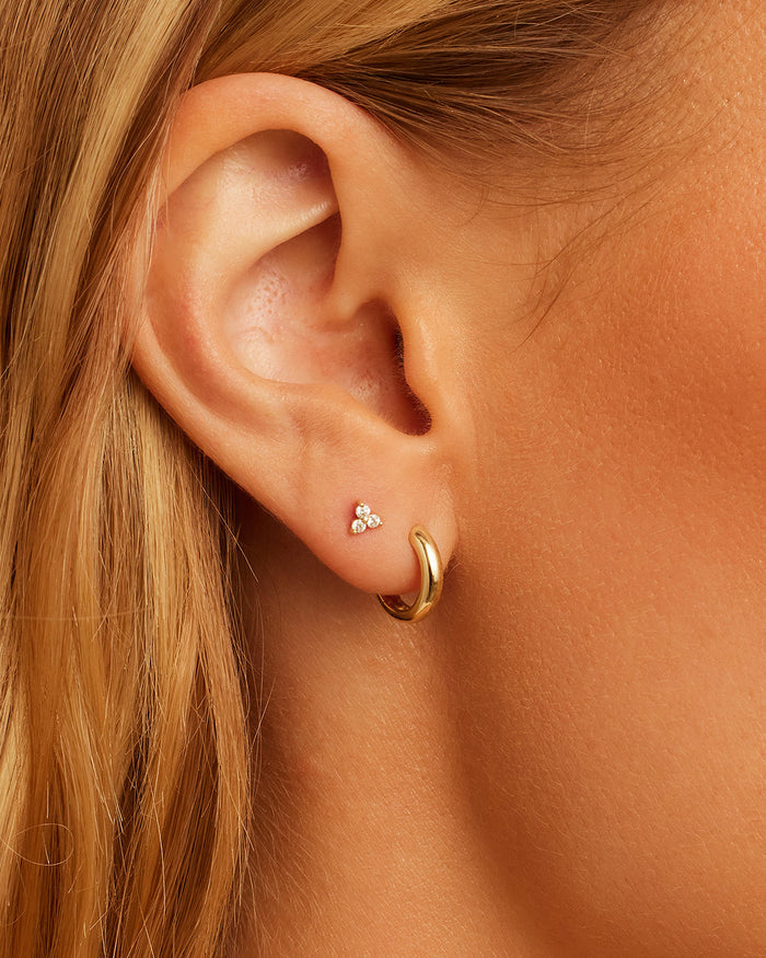 Diamond Bali Flat Back Stud || option::14K Solid Gold