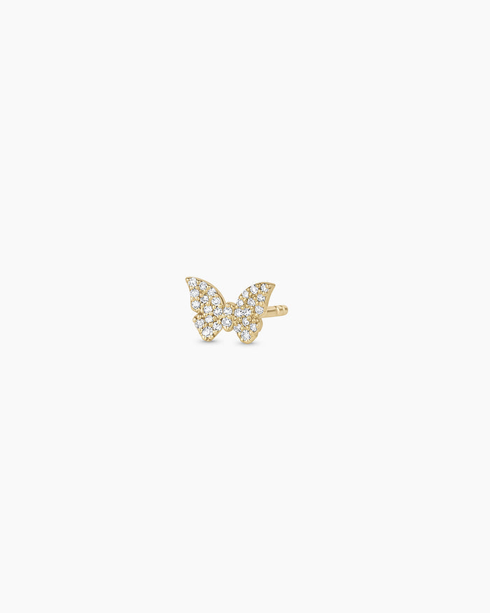 Diamond Butterfly Studs || option::14K Solid Gold