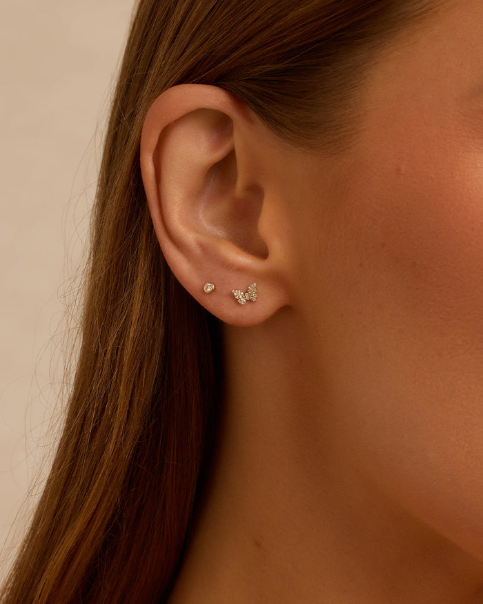 Diamond Butterfly Studs || option::14K Solid Gold