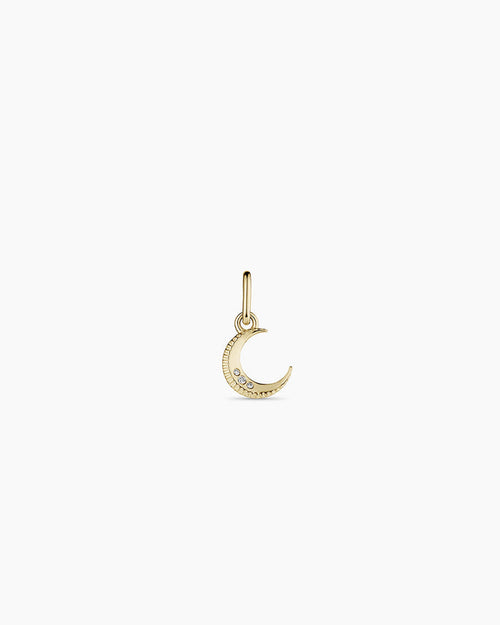 Diamond Crescent Charm || option::14K Solid Gold