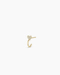 Diamond Heart Stud Single Huggie || option::14K Solid Gold