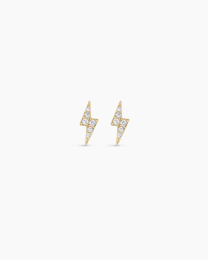 Diamond Lightning bolt earrings || option::14K Solid Gold