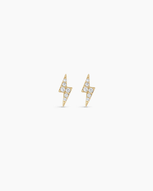 Diamond Lightning bolt earrings || option::14K Solid Gold