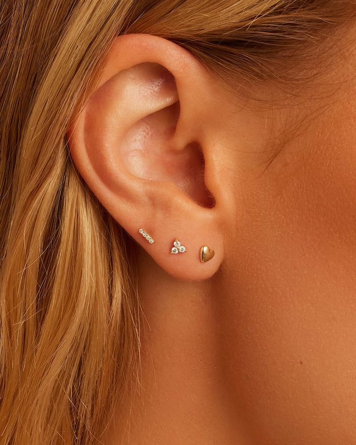 Diamond Pave Bar Flat Back Stud || option::14K Solid Gold || set::diamond-bali-flat-back-stud-stl