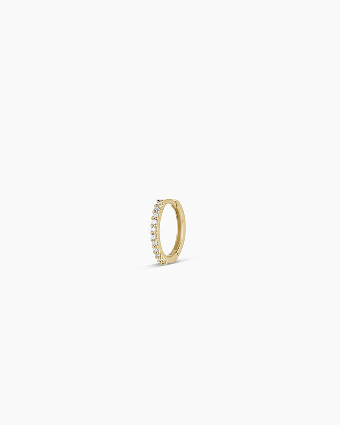 Diamond Pave 11 mm Huggie || option::14K Solid Gold, 11mm