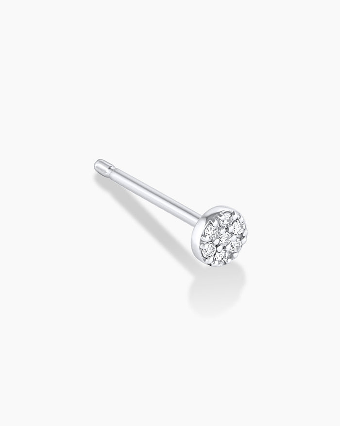 Diamond Pave Studs || option::14K Solid White Gold