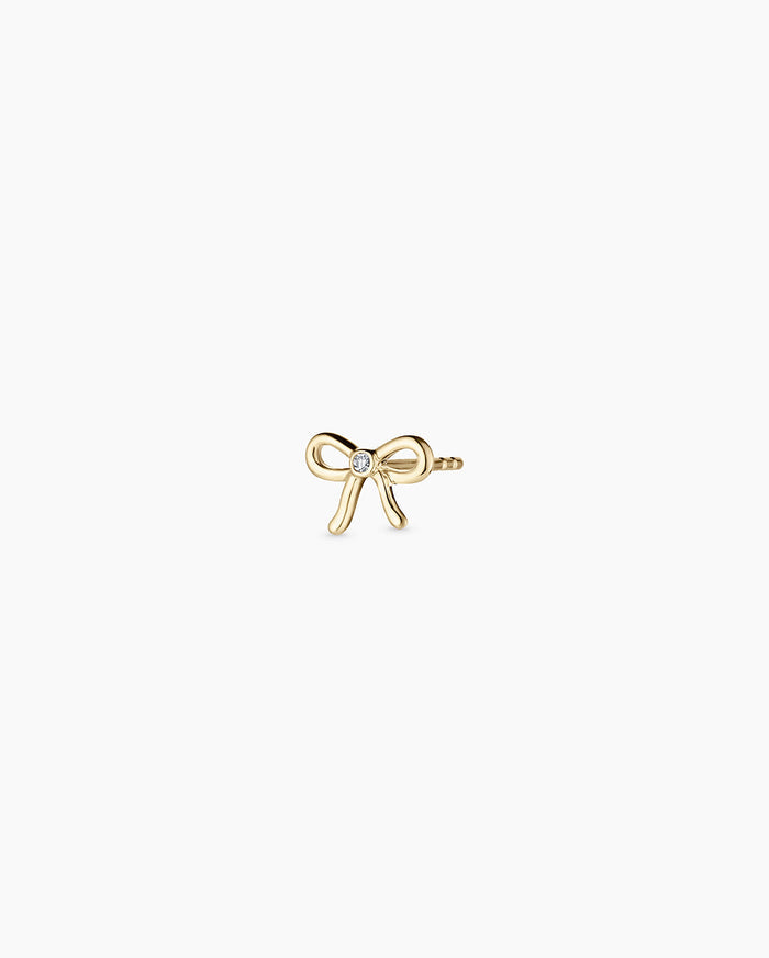 Diamond Put a Bow on it Single Stud || option::14K Solid Gold