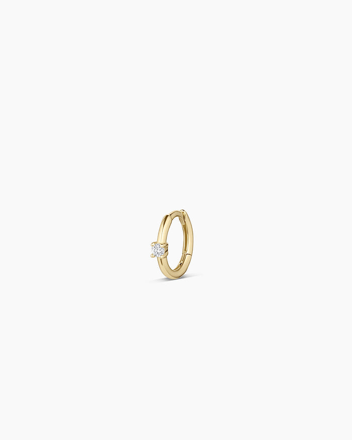 Diamond Solitaire Huggie || option::14K Solid Gold