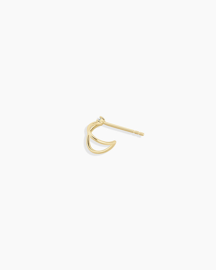Diamond Solitaire Split Huggies || option::14K Solid Gold