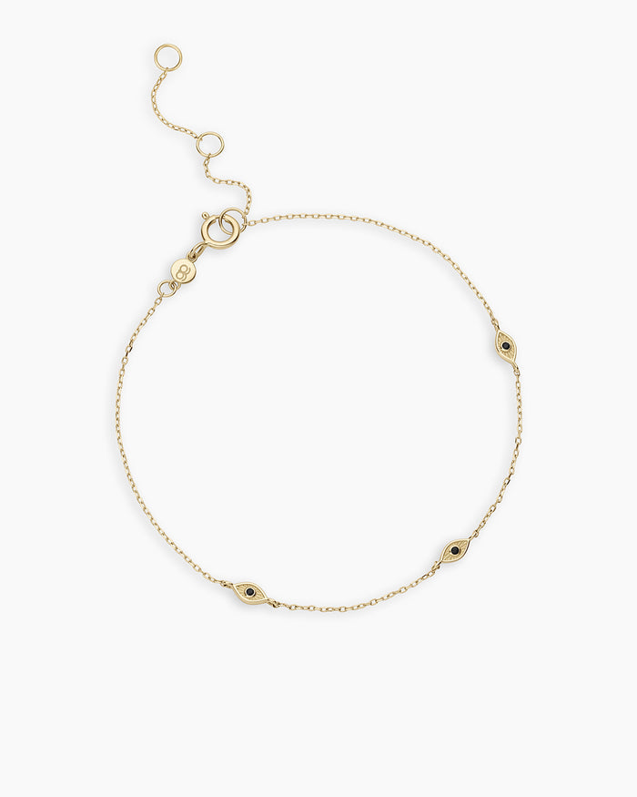 Black Onyx Evil Eye Bracelet || option::14K Solid Gold