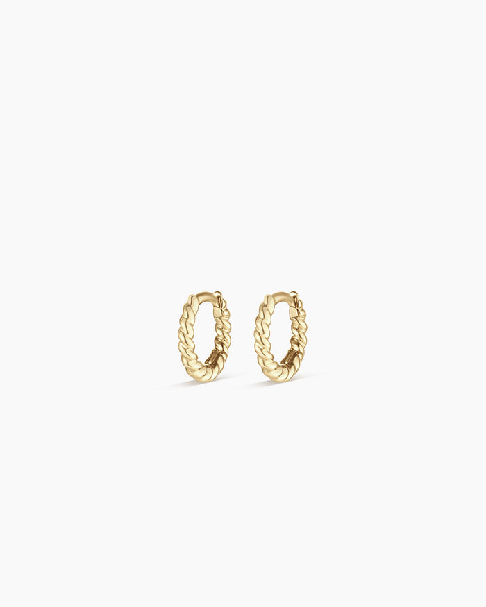 14K Gold Crew Huggies 8mm || option::14K Solid Gold