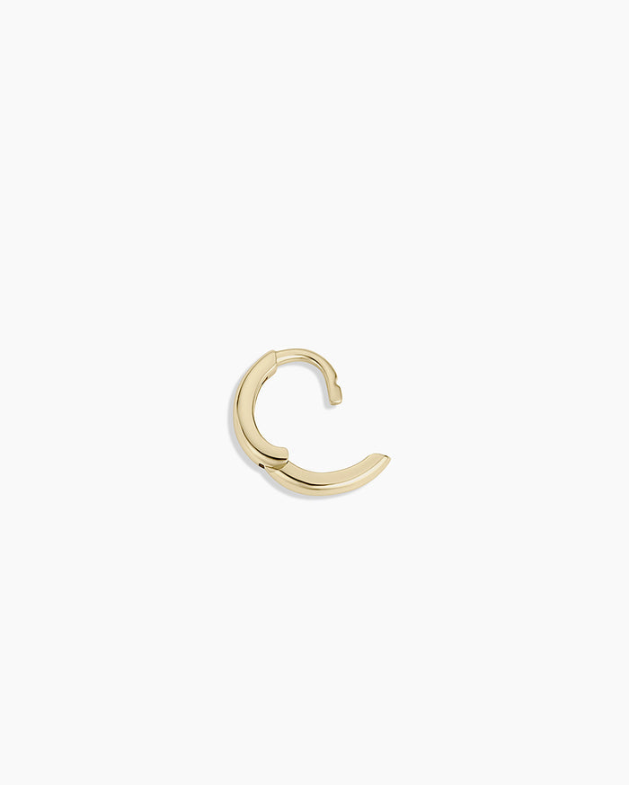 14K Gold Everyday Oval Single Huggie || option::14K Solid Gold, 9mm