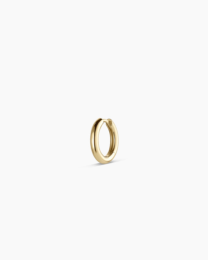 14K Gold Everyday Single Huggie || option::14K Solid Gold, 11mm