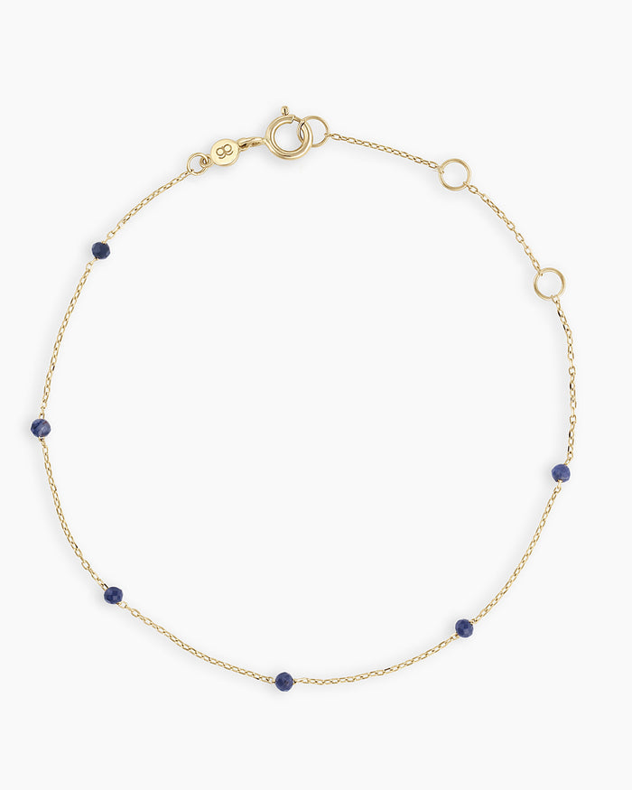 Blue Sapphire Newport Bracelet || option::14K Solid Gold, Blue Sapphire - September