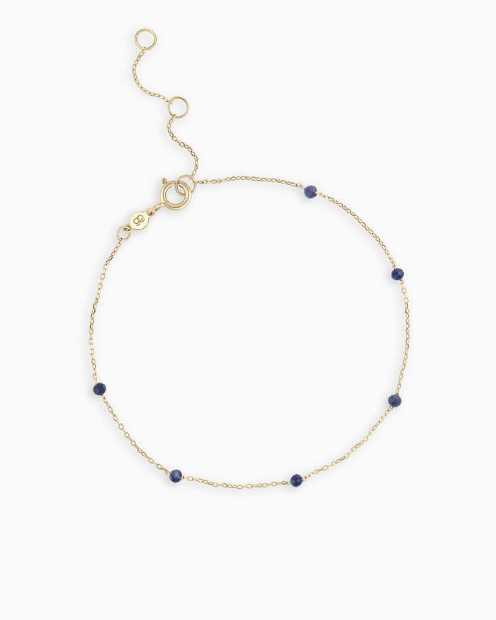 Blue Sapphire Newport Bracelet || option::14K Solid Gold, Blue Sapphire - September