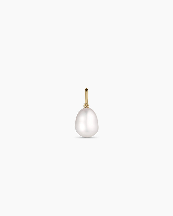 14K Gold Pearl Charm || option::14K Solid Gold