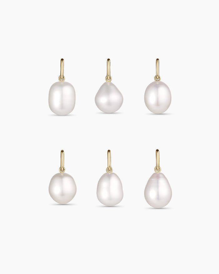 14K Gold Pearl Charm || option::14K Solid Gold