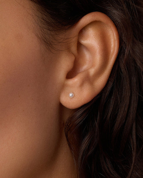 Pearl Flat Back Studs || option::14K Solid Gold