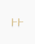 Woman wearing Rose Bar Stud || option::14K Solid Gold