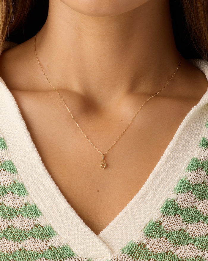 14K Gold Star of David Charm || option::14K Solid Gold