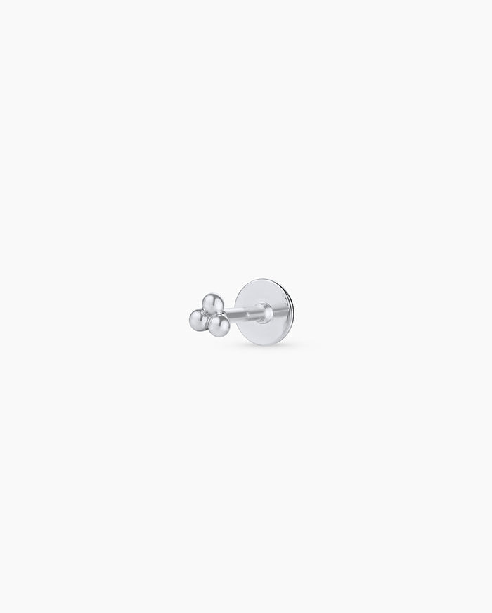 14K Gold Trio Flat Back Single Stud || option::14K Solid White Gold