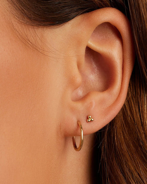 14K Gold Trio Threaded Flatback Studs || option::14K Solid Gold