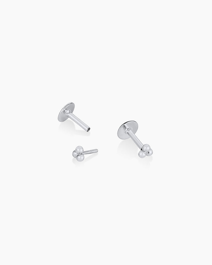 14K Gold Trio Flat Back Studs || option::14K Solid White Gold