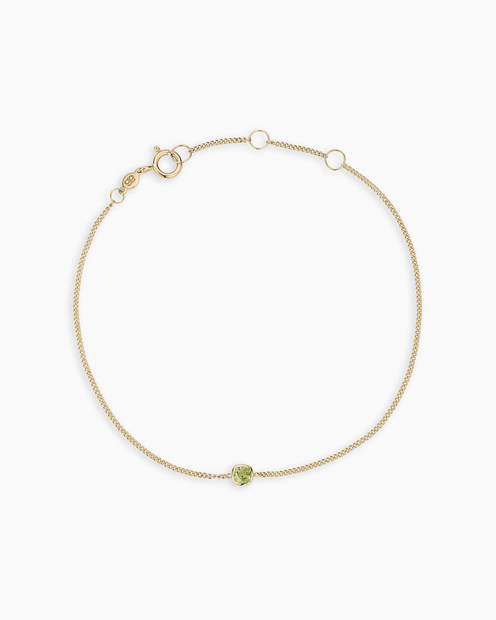14K Gold Wilder Birthstone Bracelet || option::14K Solid Gold, Peridot - August