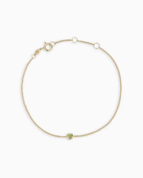 14K Gold Wilder Birthstone Bracelet || option::14K Solid Gold, Peridot - August