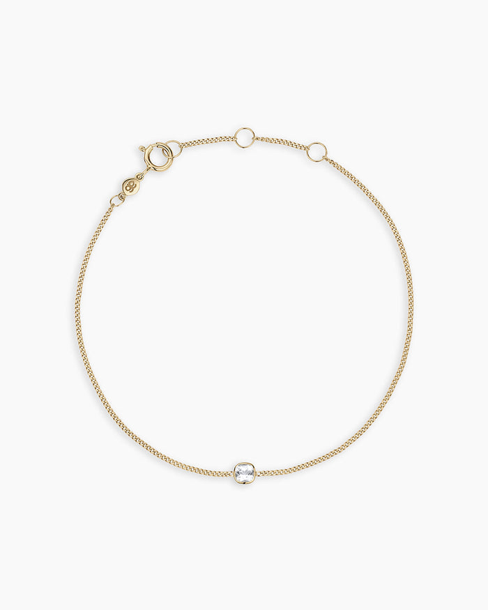 14K Solid Gold / White Topaz - April