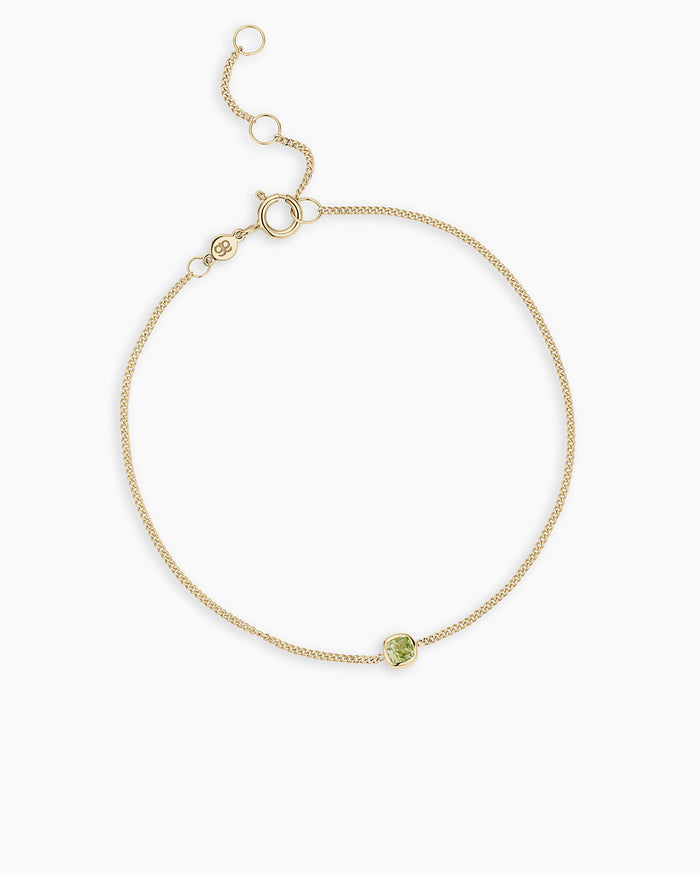 14K Gold Wilder Birthstone Bracelet || option::14K Solid Gold, Peridot - August