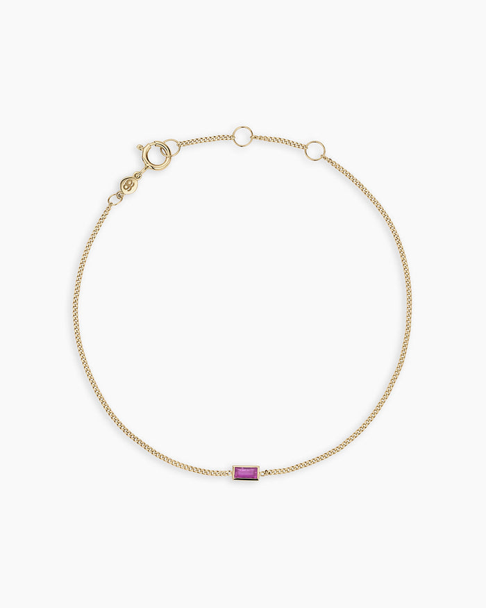 14K Gold Wilder Birthstone Bracelet || option::14K Solid Gold, Ruby - July