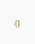 Lab Grown Diamond Circle Charm Huggies || option::14K Solid Gold