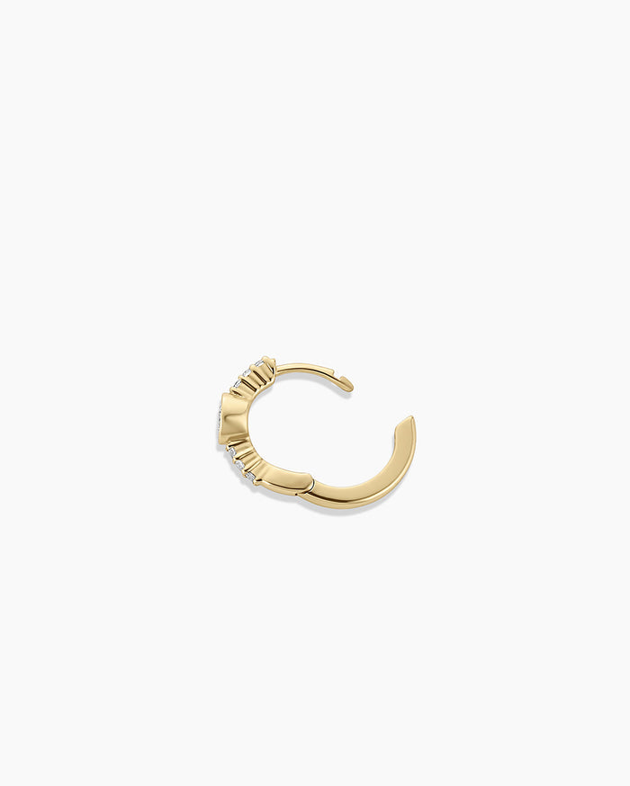 Lab Grown Diamond Circle Charm Huggies || option::14K Solid Gold