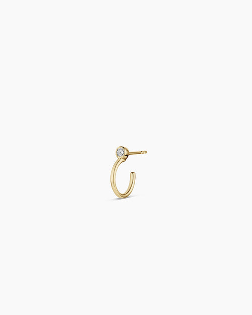 Lab Grown Diamond Circle Stud Single Huggie || option::14K Solid Gold