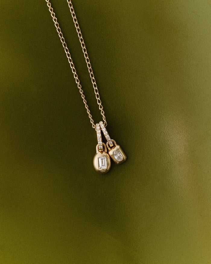 14K Lab Grown Diamond Petite Oval Charm || option::14K Solid Gold