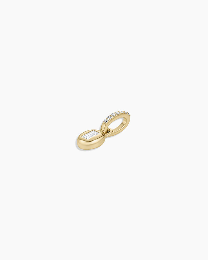 14K Lab Grown Diamond Petite Oval Charm || option::14K Solid Gold