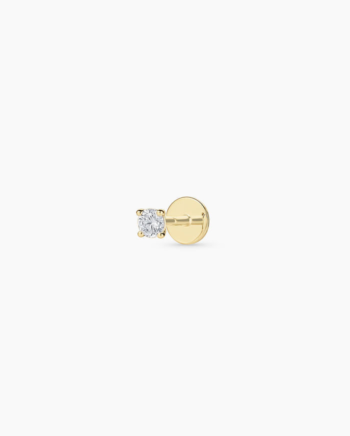Lab Grown Diamond Solitaire Flat Back Single Stud || option::14K Solid Gold