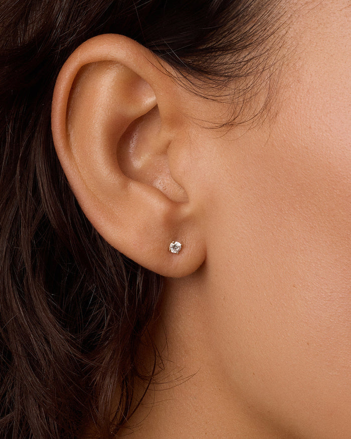 Lab Grown Diamond Solitaire Flat Back Single Stud || option::14K Solid Gold