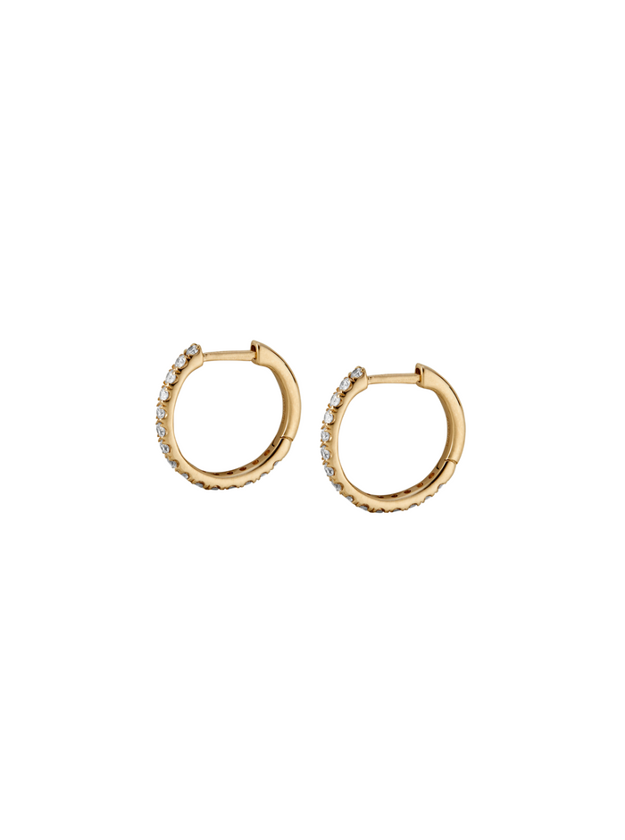 14K PAVÉ HUGGIE EARRING IN LAB DIAMOND, 14K YELLOW GOLD