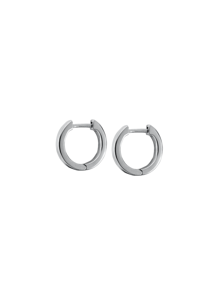 14K PLAIN HUGGIE EARRING, 14K WHITE GOLD