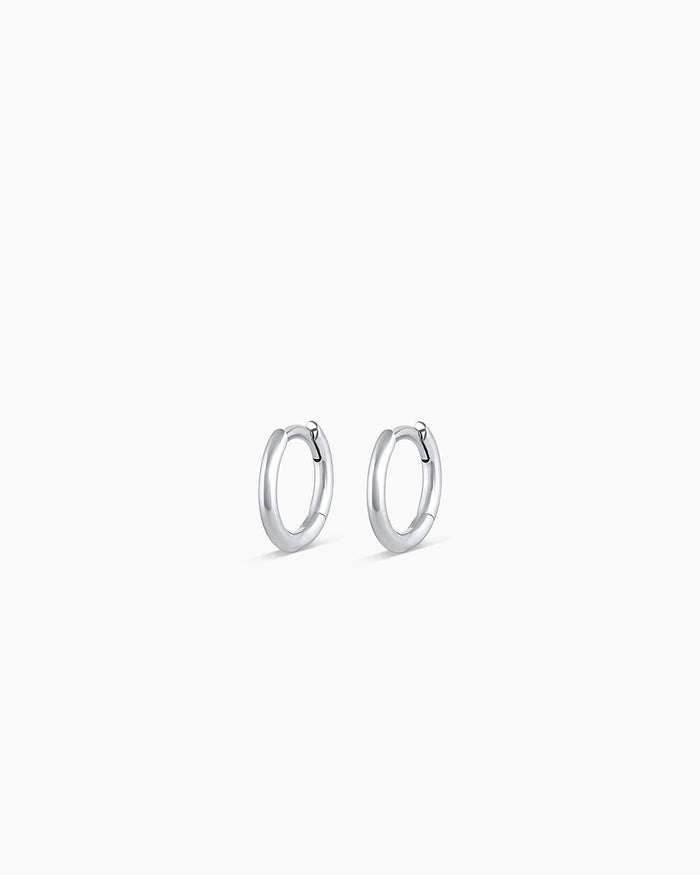 Classic Gold Huggie || option::14K Solid White Gold, 8mm