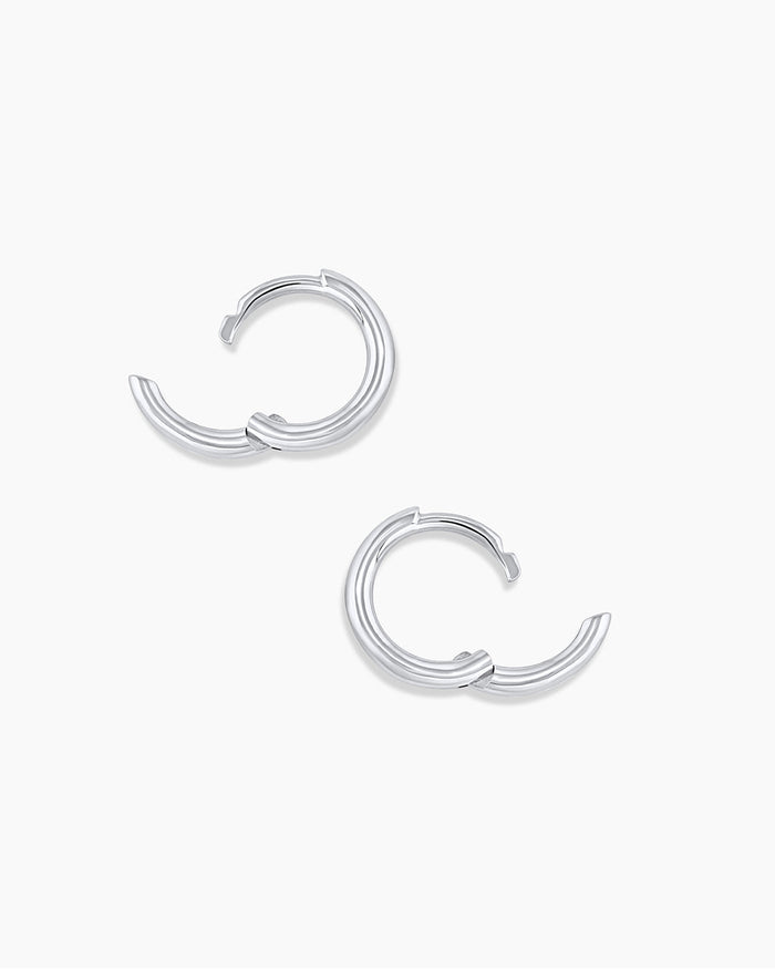 Classic Gold Huggie || option::14K Solid White Gold, 8mm